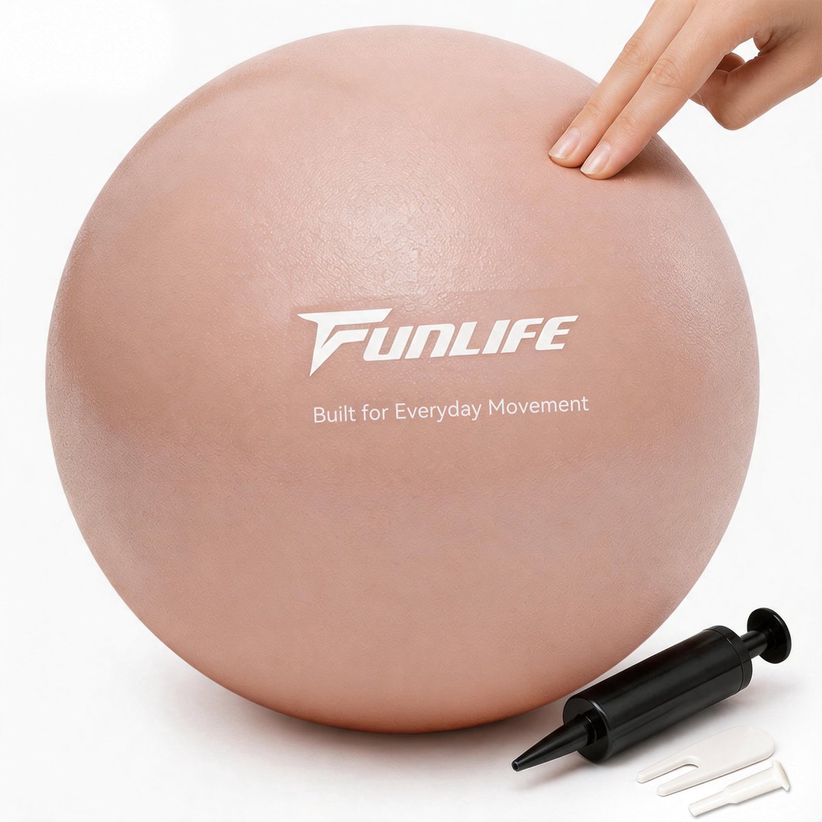 FunLife Pilatesbal 25 cm met Pomp - Kleine Gymbal voor Pilates, Yoga, Core- en Balanstraining - Gripvaste Fitnessbal - Poederroze
