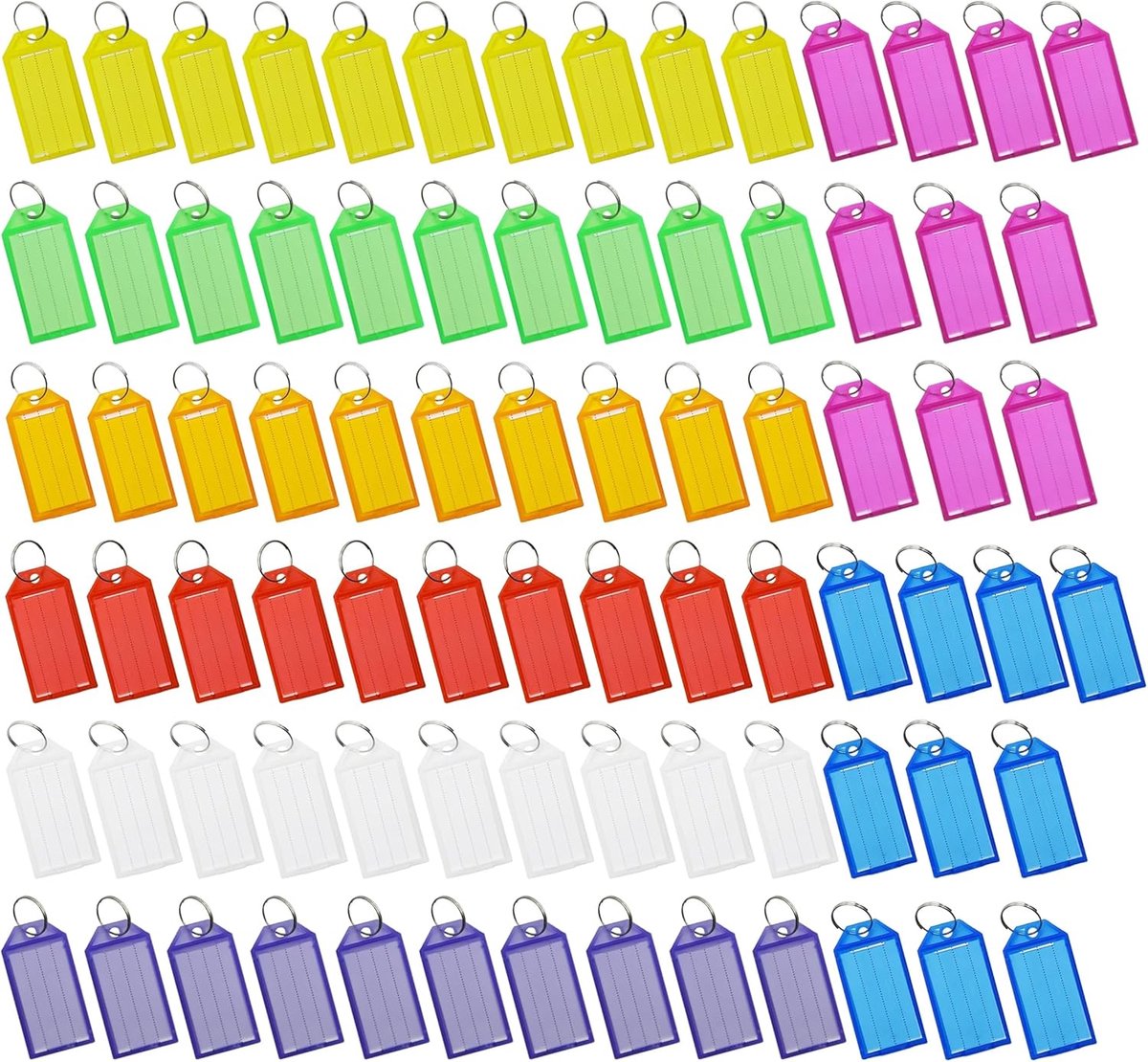 Sleutelhangers schrijfbaar - 80 stuks - 8 kleuren - label met papier voor eenvoudig gebruik - ShopVlot