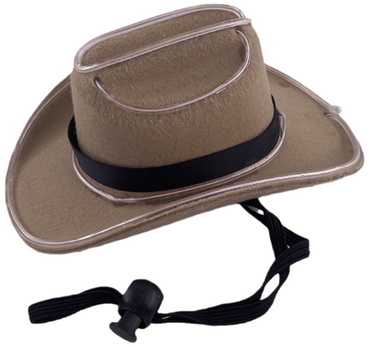 Doppler LED Mini Cowboyhoed – Voor Mensen, Honden & Katten – Festival, Carnaval & Halloween – Creme / Wit