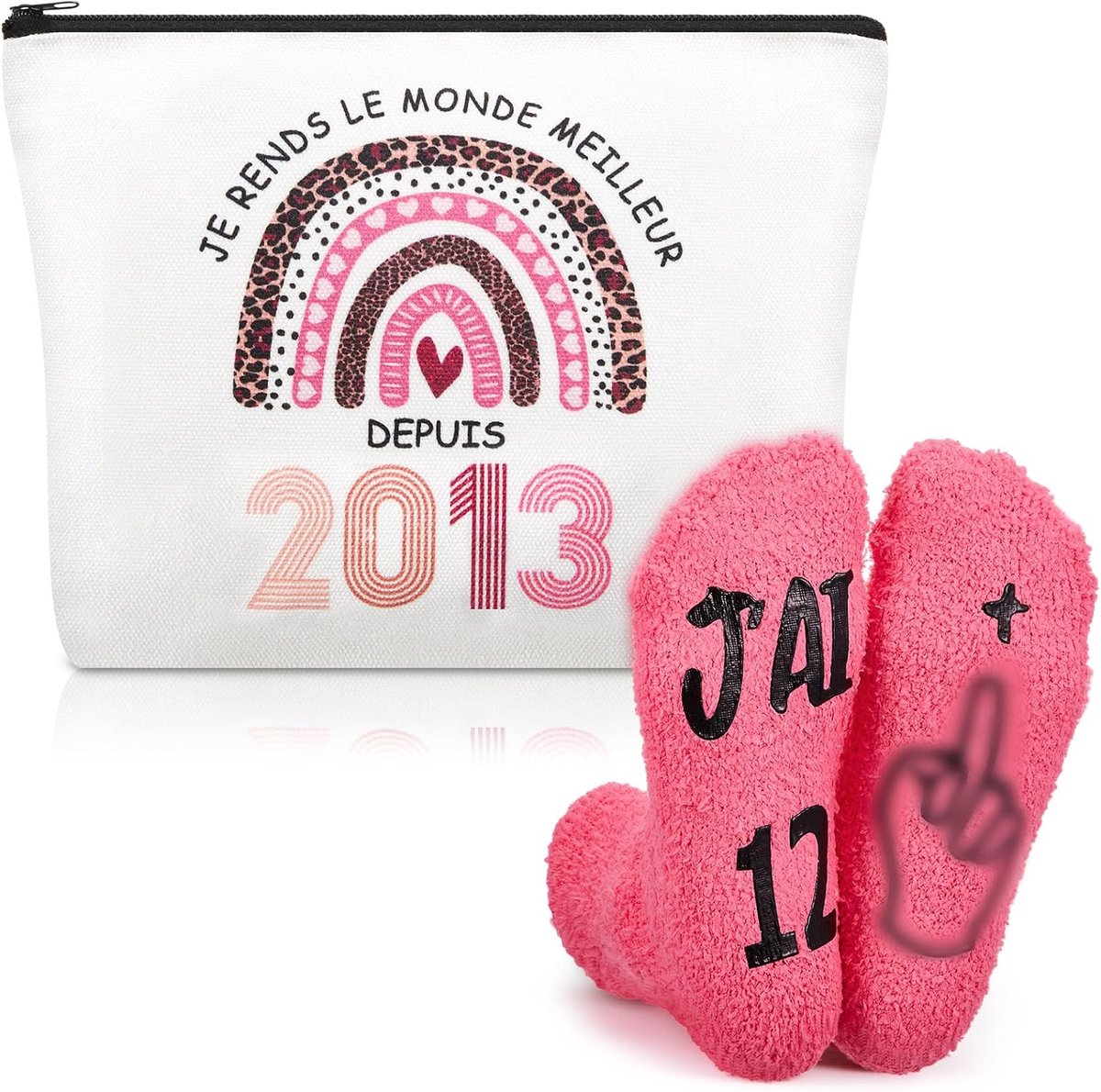 SnelShoppen - Cadeau voor 13e verjaardag - Make-uptas en grappige sokken 2013 - Originele cadeauset voor meisjes - Accessoires voor feest, verjaardag,