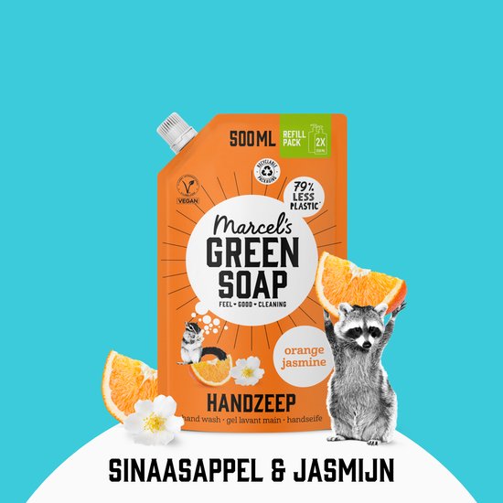Marcel's Green Soap Handzeep Refill Sinaasappel & Jasmijn 6 x 500ml
