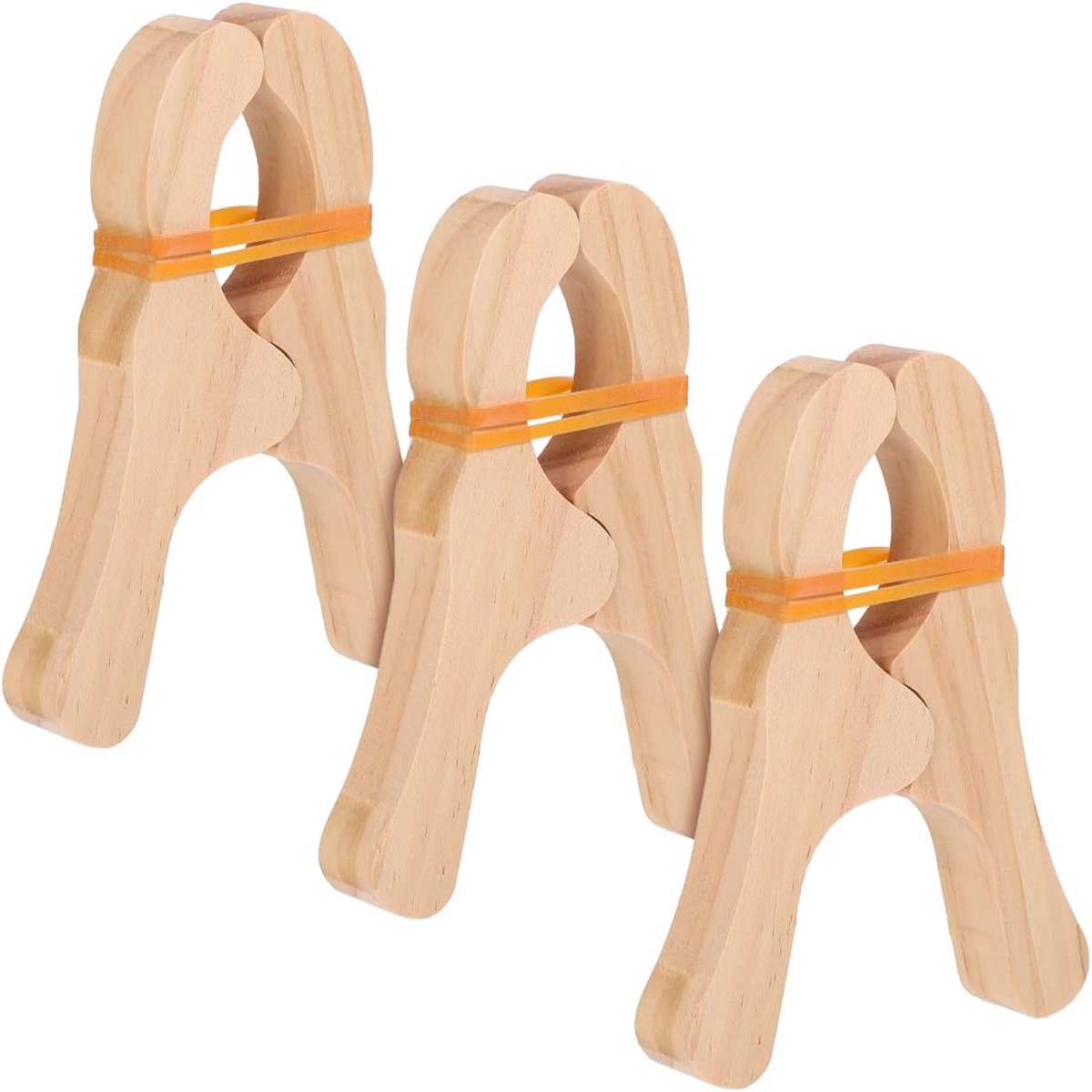 SnelShoppen - Set van 3 grote houten clips, stevige speelclips van premium hout, veelzijdig voor het bouwen van tenten, strandlakens, speeltdoeken, ve