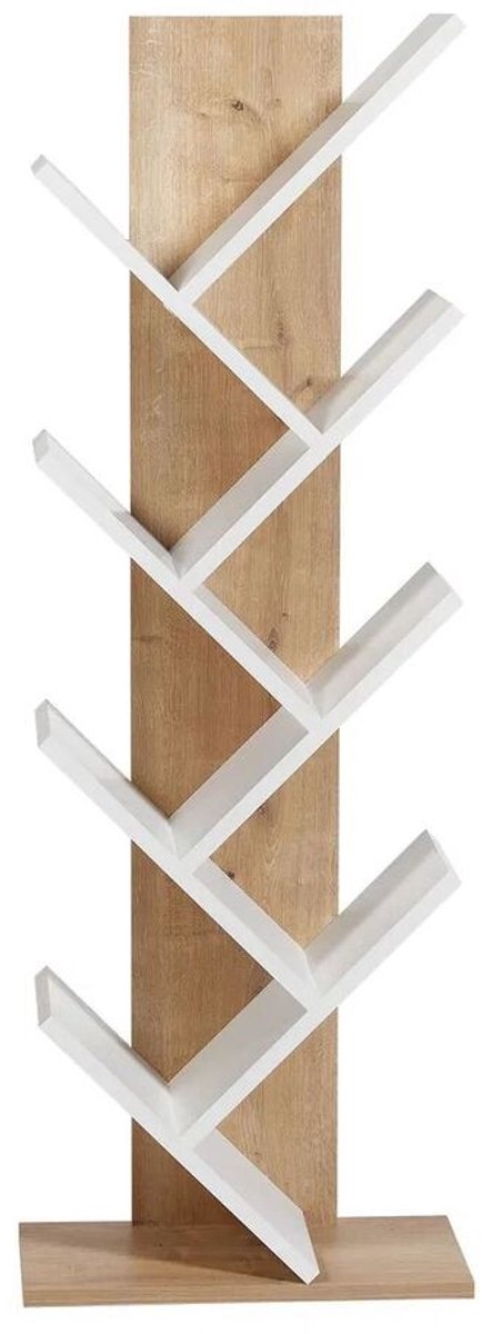 CALICOSY - Boekenkast in eiken- en witdecor H129,8 cm - TUVAL