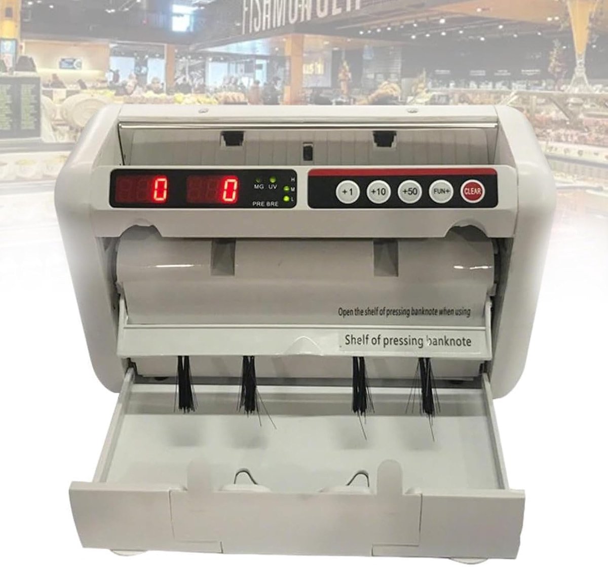 Geldtelmachine - Biljetten teller - Snel geld tellen - Meerdere valuta - 800 biljetten per minuut - Wit