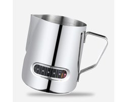 Melkopschuimkan - Opschuimbeker - Latte Art Creëren - Met Temperatuurmeter - 600 ml - Zilverkleurig