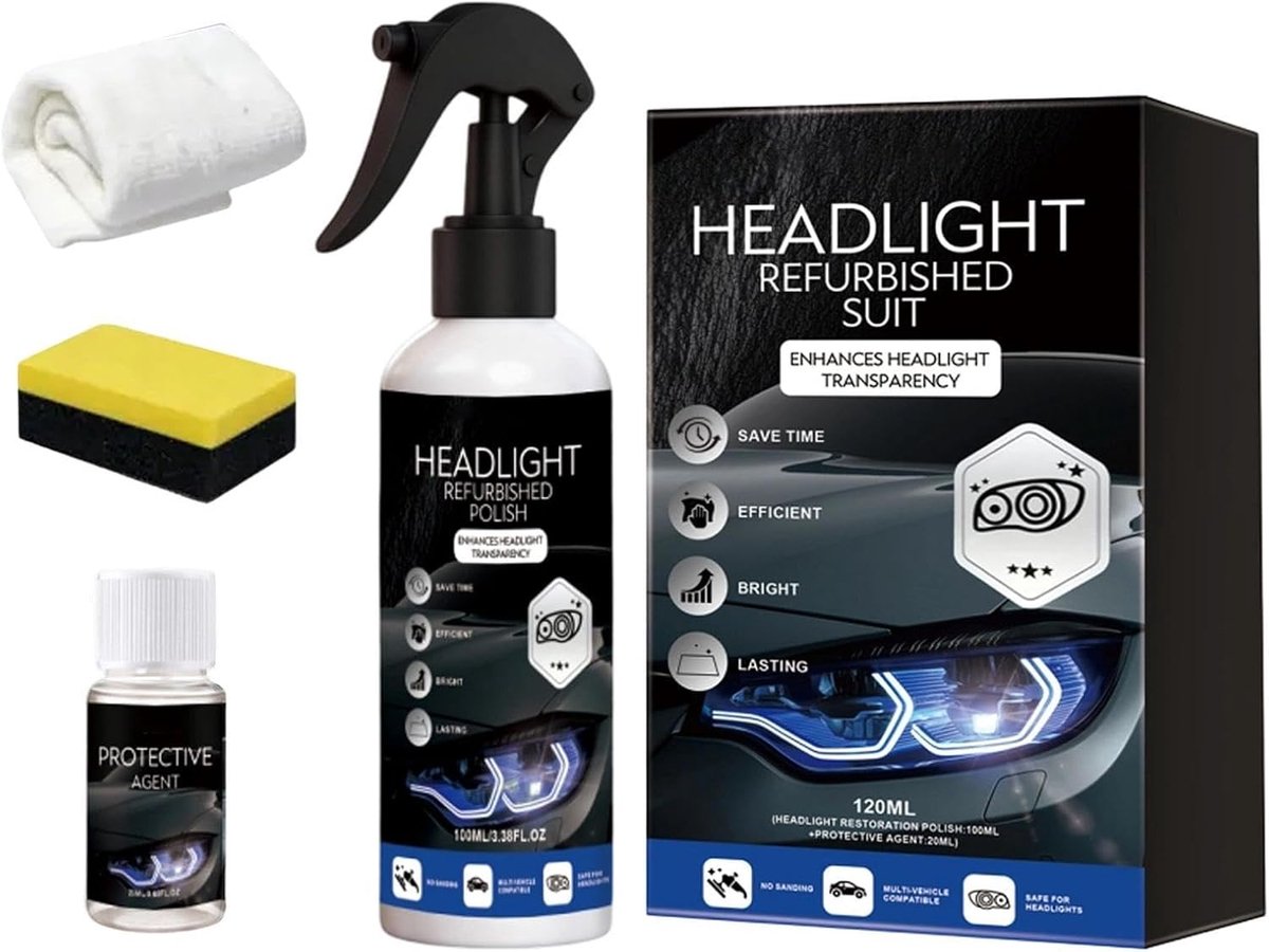 Koplamp Restauratie - Auto Verlichting - Verwijderen Vergeling - UV Beschermende Laag - 180 ml - Niet gespecificeerd