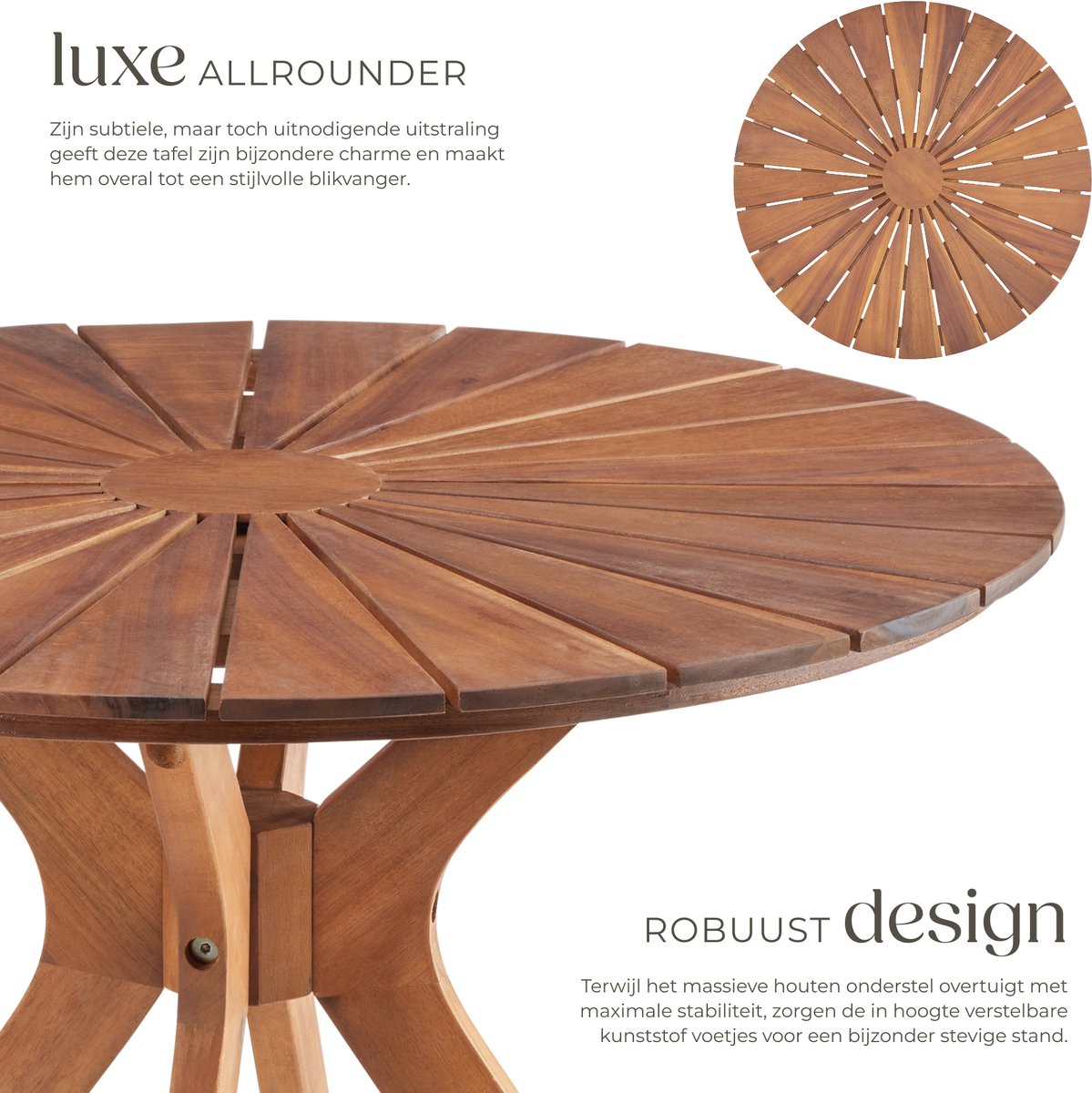 tectake Ronde Houten Tuintafel - Ø70 x 62 cm thumbnail 5