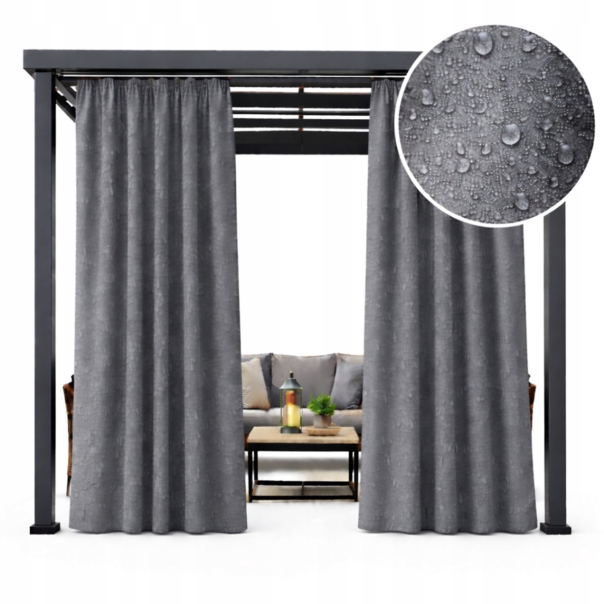 NOW-ART Wodo-T 240 Serie - Tuingordijn - 155 × 240 cm - Donkergrijs - Waterafstotend