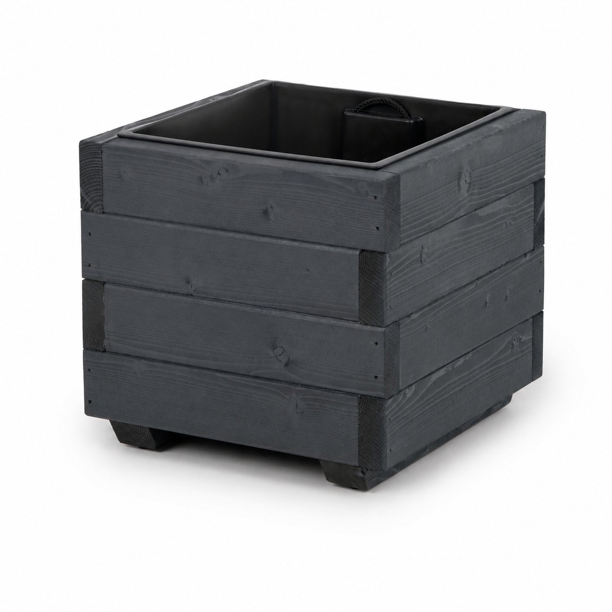 Plant&Bak Plantenbak met Binnenbak Vurenhout L33 × B33 × H32 cm – Houten Plantenbak voor Buiten – Uitneembare Binnenbak – Antraciet