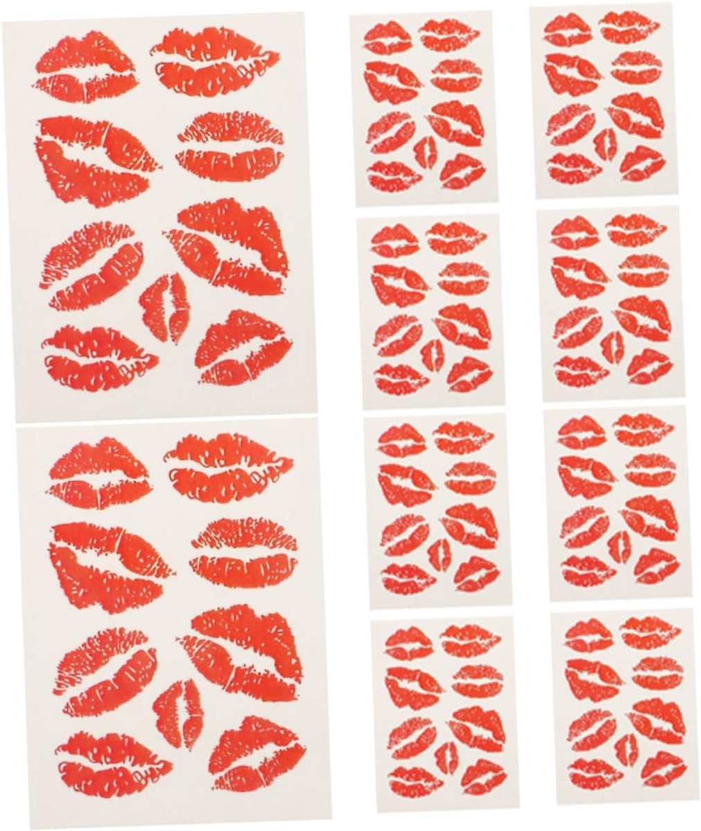 Tijdelijke Tattoos - Lippen Stickers - Feestelijke Make-up - Huidvriendelijk Materiaal - 10 Stuks - Meerdere Kleuren