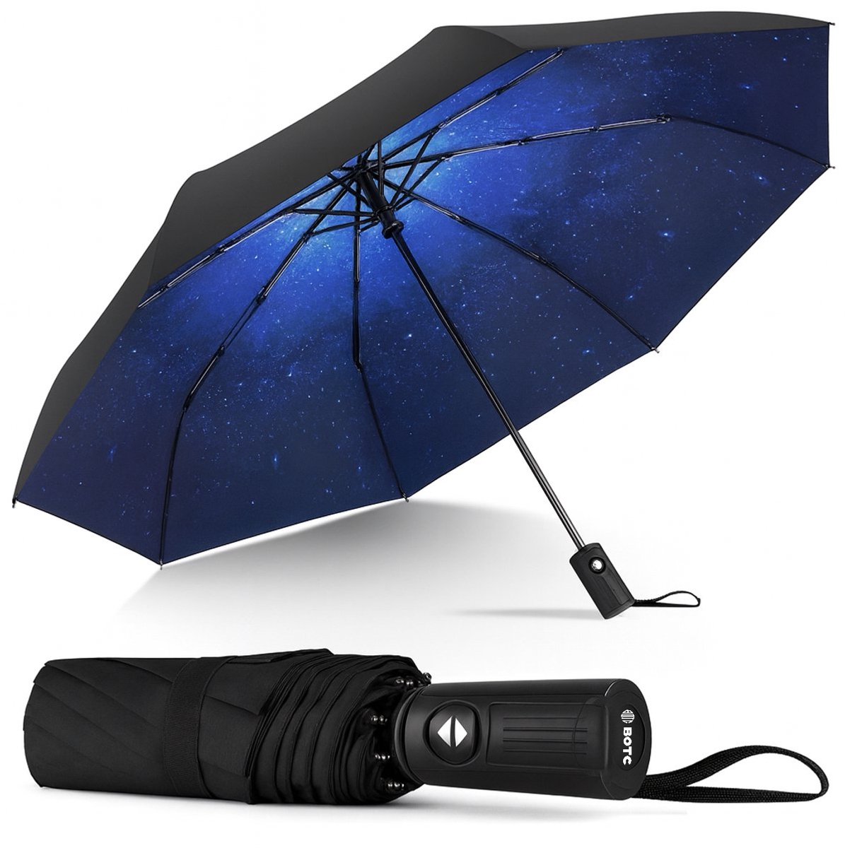BOTC Stormparaplu Opvouwbaar met Beschermhoes - UV-bescherming - 100CM - Starry sky - Grote Paraplu - Automatisch Uitklapbaar - Sterrenhemel