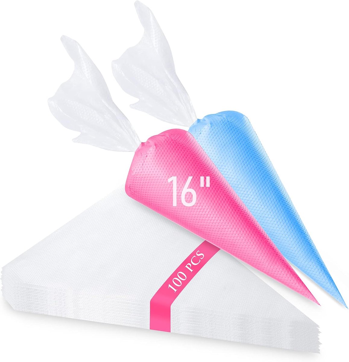 OLOEY Spuitzakken 100 stuks & 16 inch spuitzakken zonder spuitmond-extra dikke wegwerp-spuitzakken-antislip wegwerp-spuitzakken voor glazuur-taartdecoratie