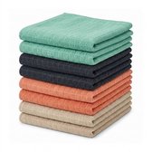 Torchons - 8 Pièces - Chiffons Microfibre – Couleurs assorties – 30 x 30 cm – 2 par couleur - Menthe / Terra / Beige / Anthracite