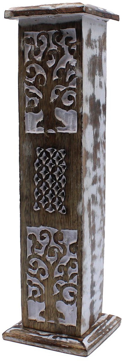 White Washed Incense Holder - Smoke Tower