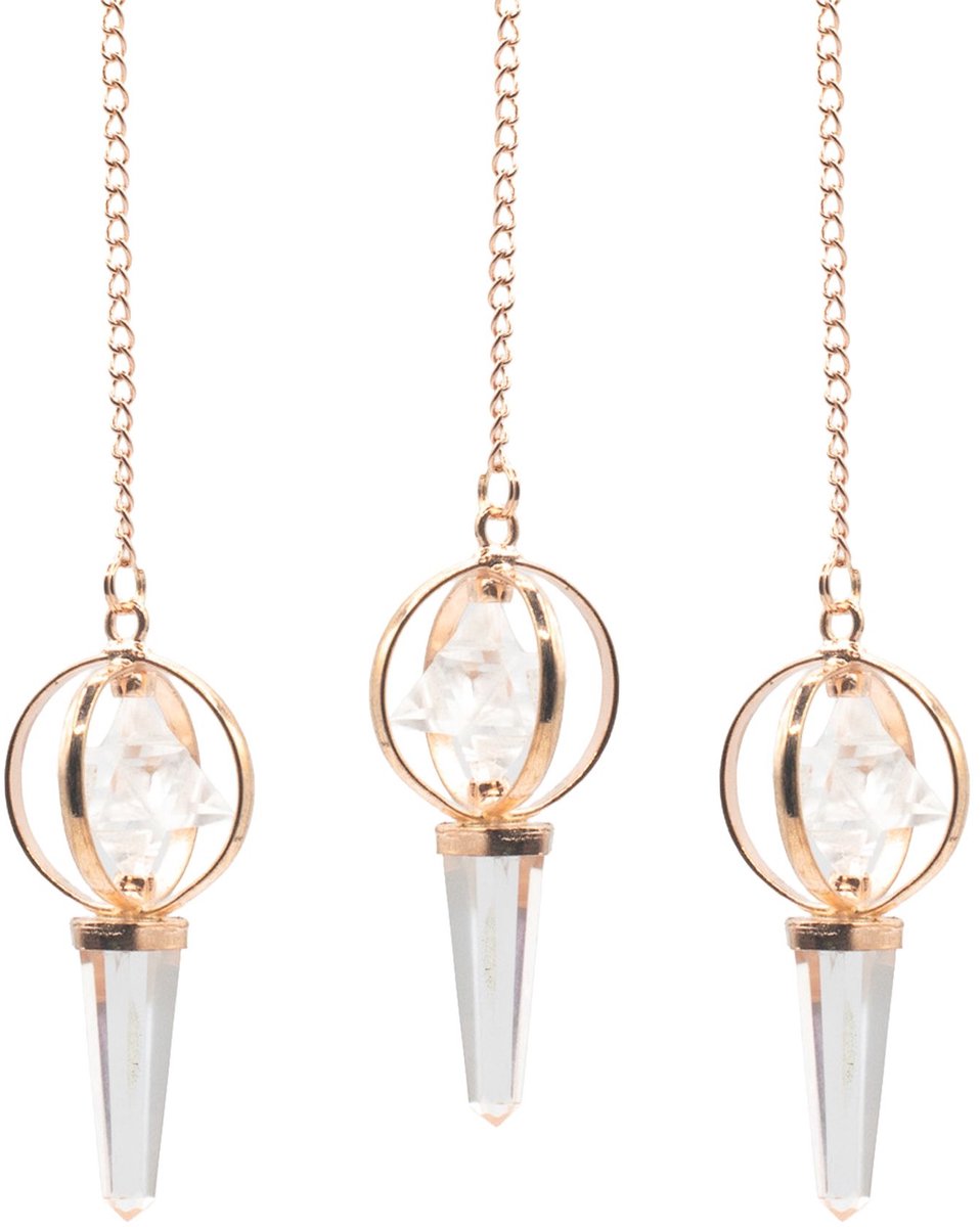 Stellar Gateway - Two Piece Spinning Merkaba Star in Copper Pendulum - Clear Quartz