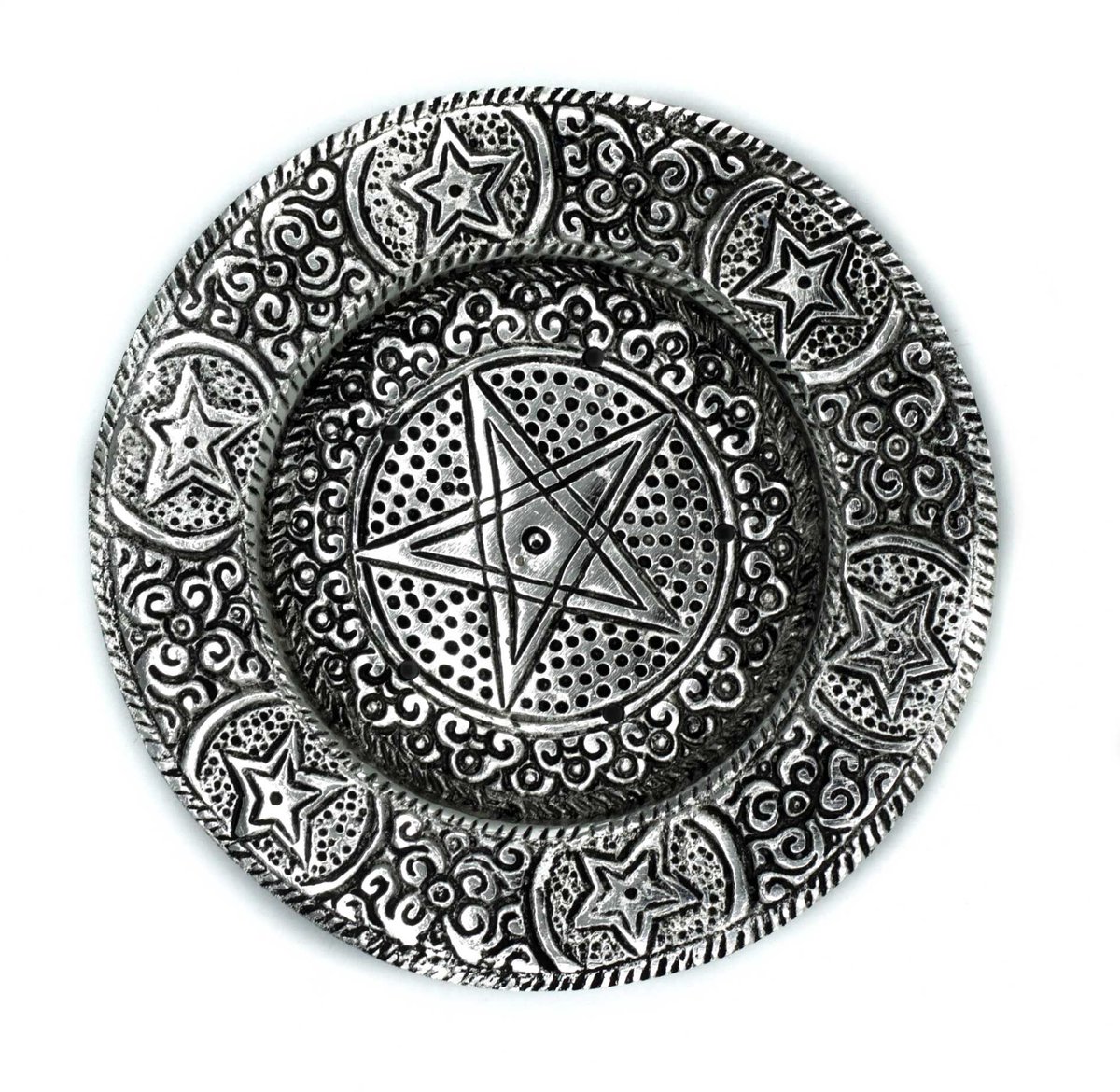 Ancient Wisdom Polished Aluminium Pentagon Incense Holder 11.5cm multicolor