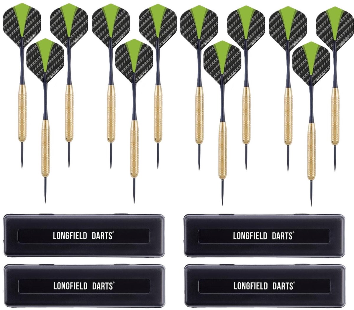 Longfield Darts Dartpijlen - setje 12x stuks - 21 grams - messing/staal/pvc - darten - pijltjes - Kinderen/volwassenen