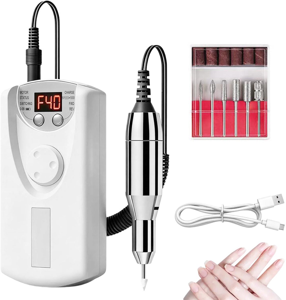 Elektrische Nagelvijl - Nagelfrees - Manicure en Pedicure Set - Draadloos en Oplaadbaar - 35.000RPM - Wit