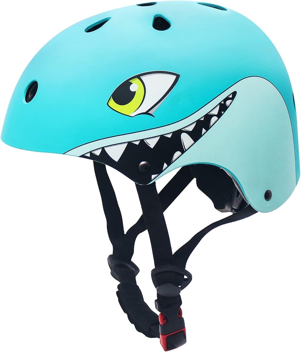 Kinderhelm - Sporthelm Kinderen - Veilig Fietsen - Verstelbare Pasvorm - 50-54 cm - Haai