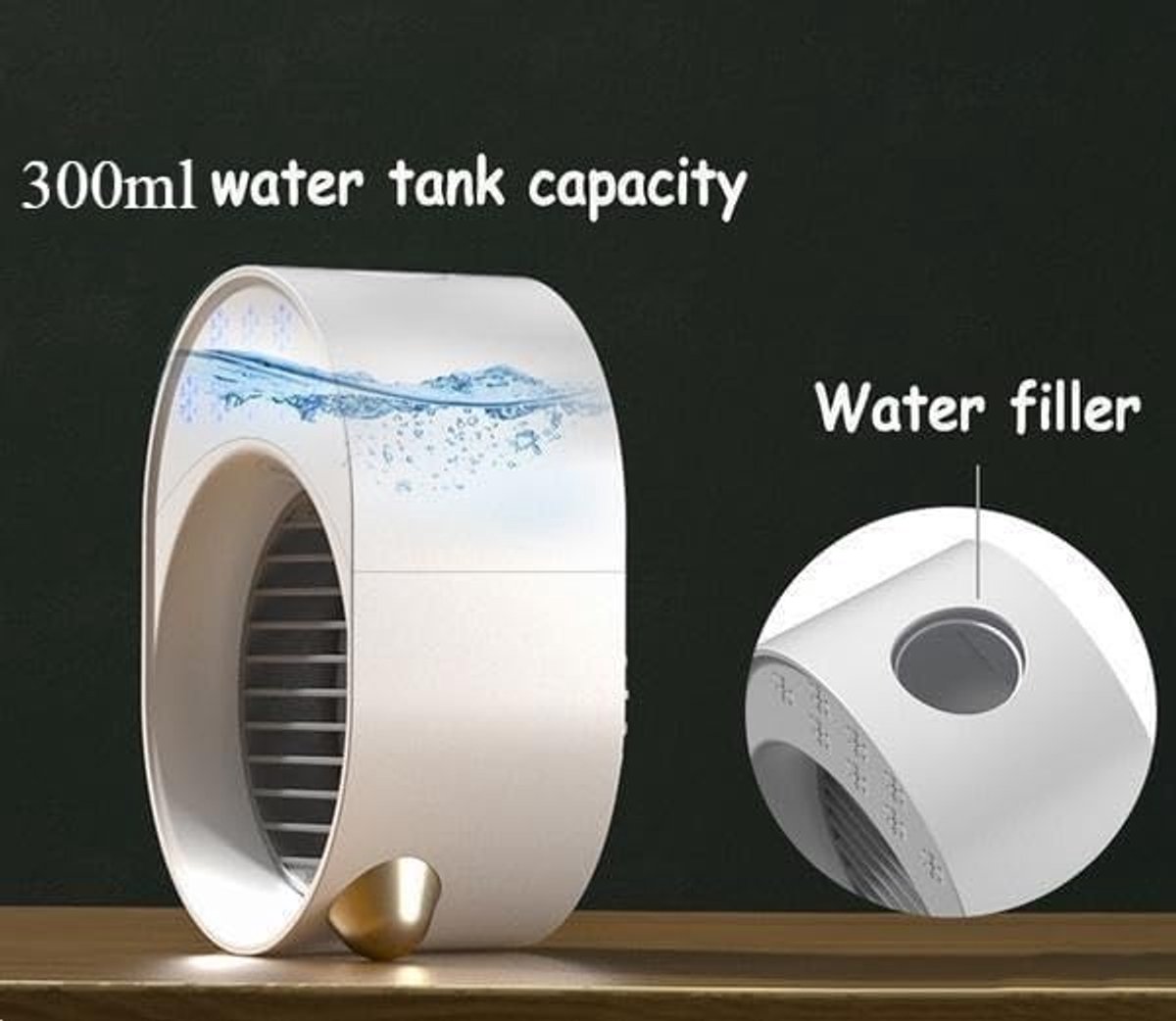 Mobiele airconditioner - Ventilator - 4-in-1 draagbare desktop aircooler - USB oplaadbare luchtkoeler met waterverneveling - 3 windsnelheden - LED Verlichting - geschikt voor slaapkamer - auto - caravan en camping - sproeistanden – foto 8