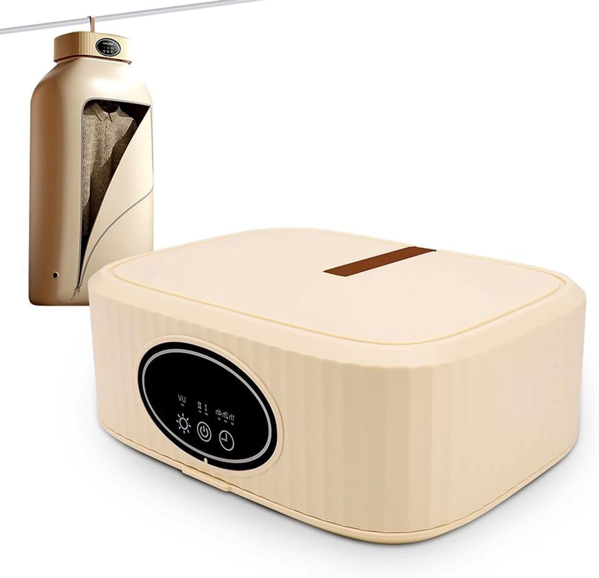 Droger met Timer Kledingdroger Opvouwbaar Snel Kleding Drogen 360° Circulatie 600W Vermogen Khaki
