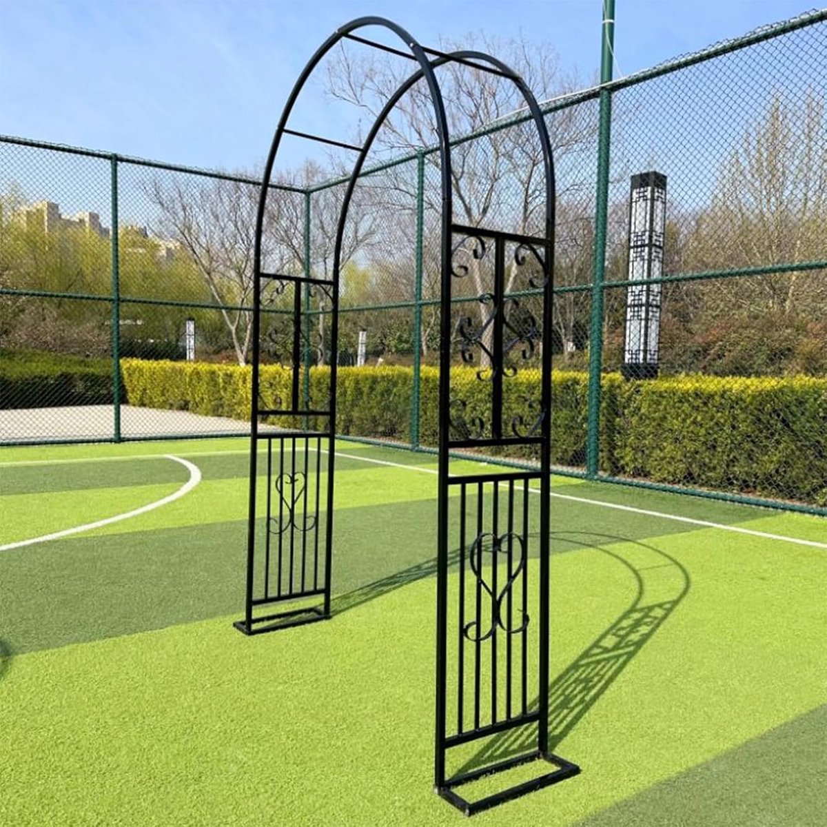 Metalen Rozenboog - Tuinboog Klimplanten - Tuin Decoratie - Weerbestendig Ontwerp - 230 cm Hoog - Zwart