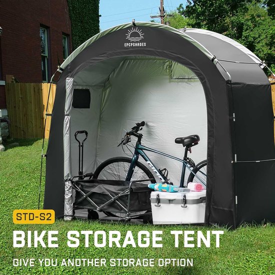 Fietsenstalling - Tentloodsen voor Buiten - Waterdichte Anti-UV Fietsenstalling - Tent - Fiets - Motorfiets - Schuur - Onderdak - Outdoor - Achtertuin - Stalen Frame - PE Cover Rits - Cabine — afbeelding 4