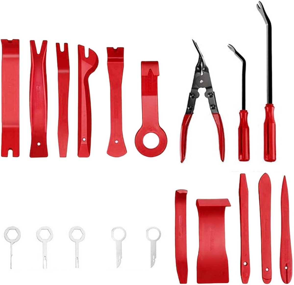Gereedschap Bekledingsverwijdering - Trimgereedschap Set - Auto Onderdelen - Hoge Slagvastheid - 19 Delig - Rood