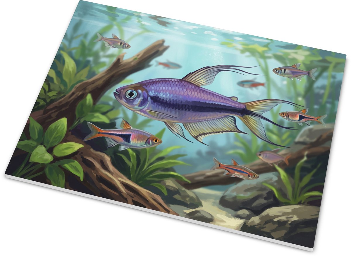 Tegeltje Roze tetra vis - Sfeervolle aquarium wanddecoratie