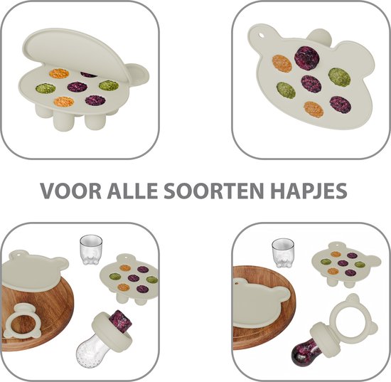 Liefjes & Co Fruitspeen & IJsblokjesvorm - Baby Speen met Bijtring - BPA-vrij Siliconen - 3 Speenmaten S/M/L - Beige van Liefjes & Co — afbeelding 2