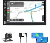 2DIN Autoradio - 7 inch scherm - met Draadloze Carplay & Android Auto - BT 5.2 - USB/USB-C + Achteruitrijcamera