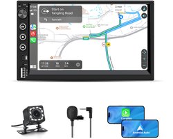 Hexinex 2DIN Autoradio - 7 inch scherm - met Draadloze Carplay & Android Auto - BT 5.2 - USB/USB-C + Achteruitrijcamera