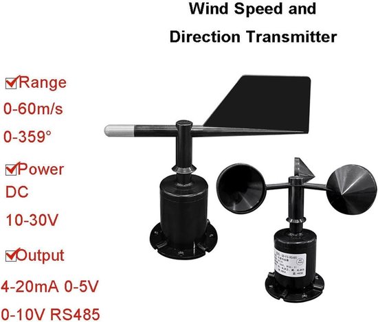 Windmeter Sensor - Windmeter Station - Weer Meten - Hoge Hardheid Materiaal - 3 Cup - Grijs — afbeelding 5