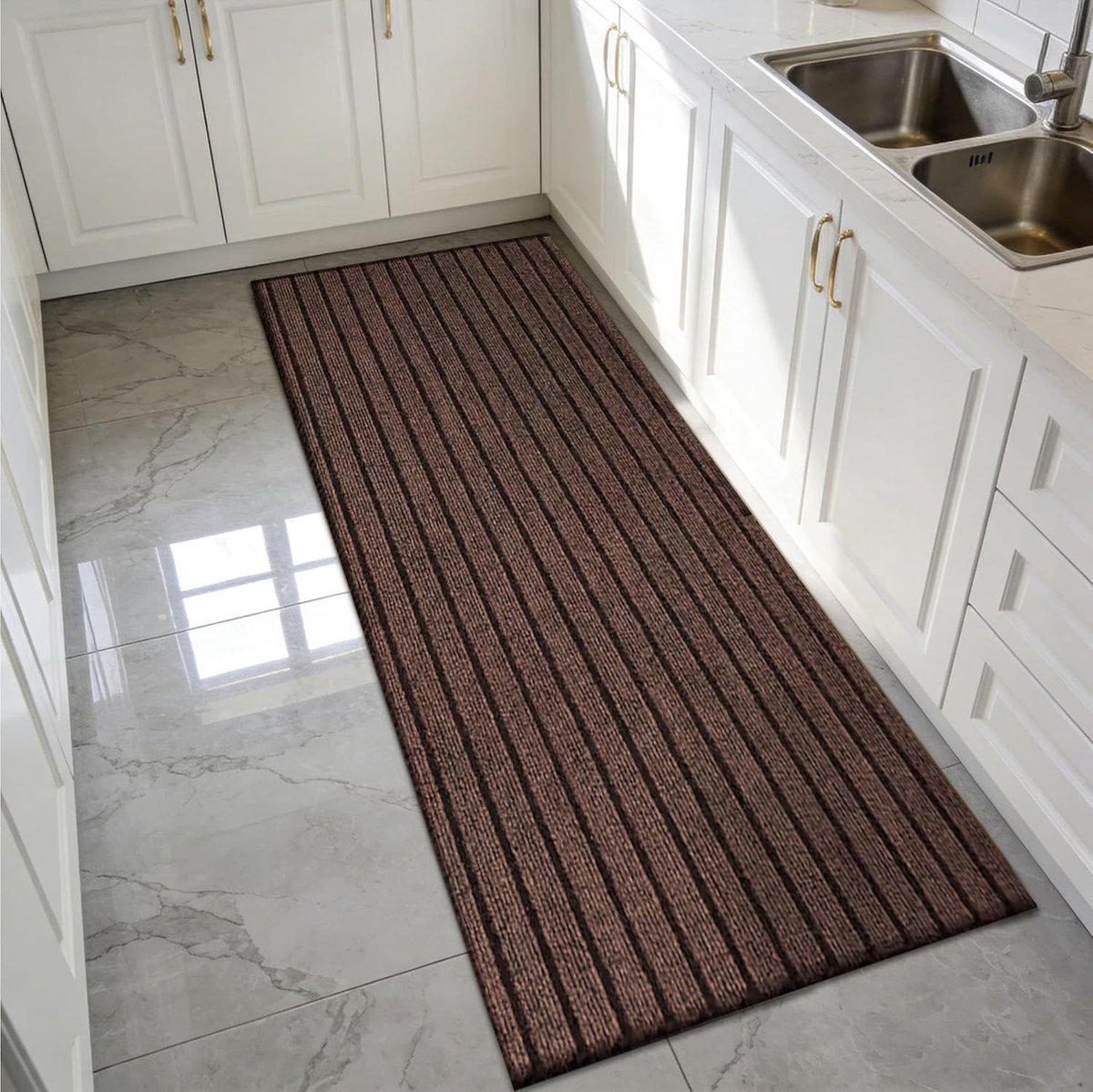 Binnendeurmat - Entree mat - Vuil Vangen - Machinewasbaar - 70 x 102 cm - Bruin