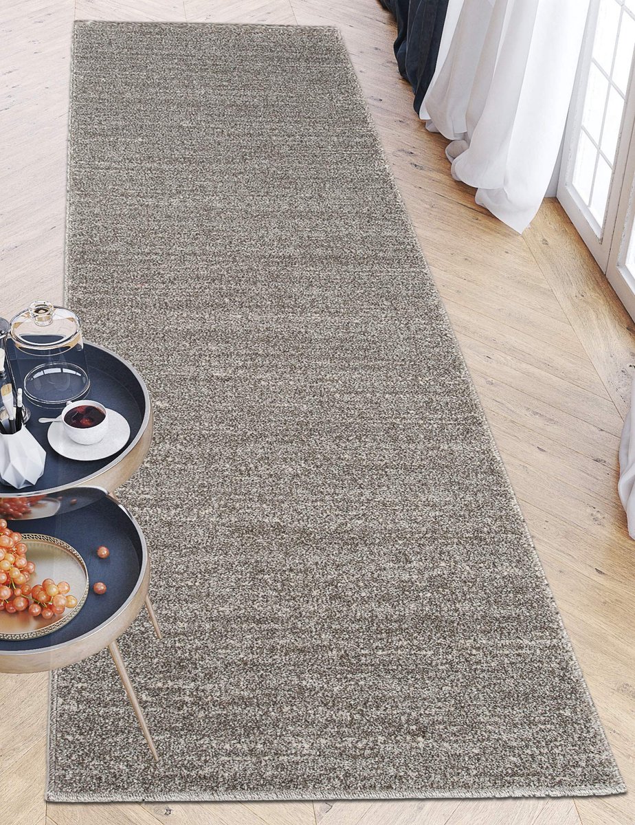 Dailygoods - Carpeto Runner Tapijt - Modern Vloerkleed voor Hal, Slaapkamer en Keuken - 90x350cm Grijs