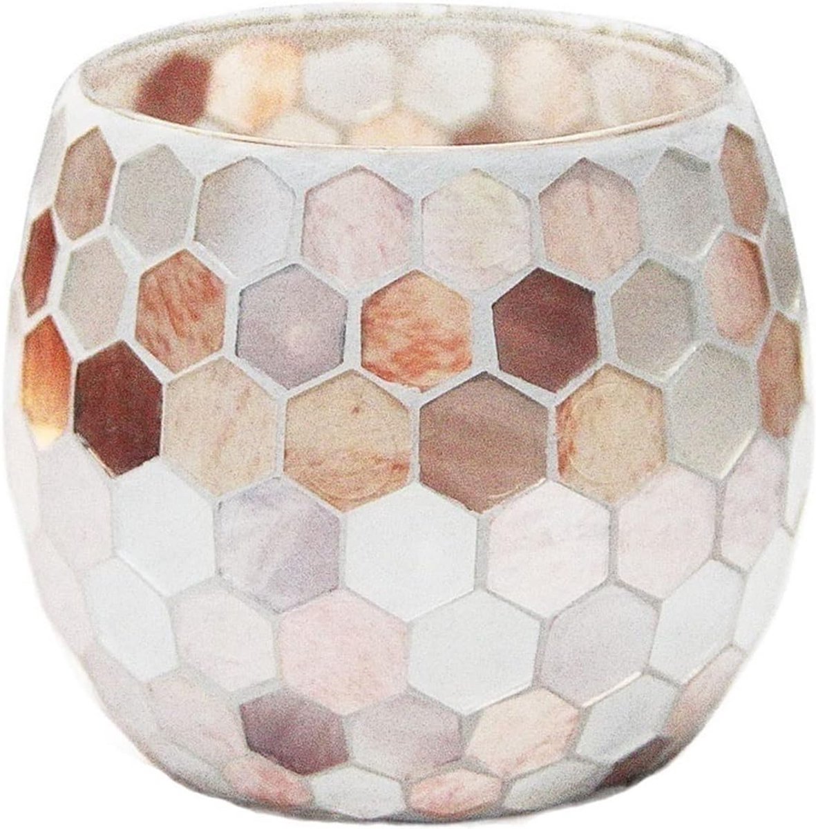 Gekleurde Kandelaar - Glas Kaarshouder - Tafel Decoratie - Handgemaakt Design - 10.5 x 9 cm - Gekleurd