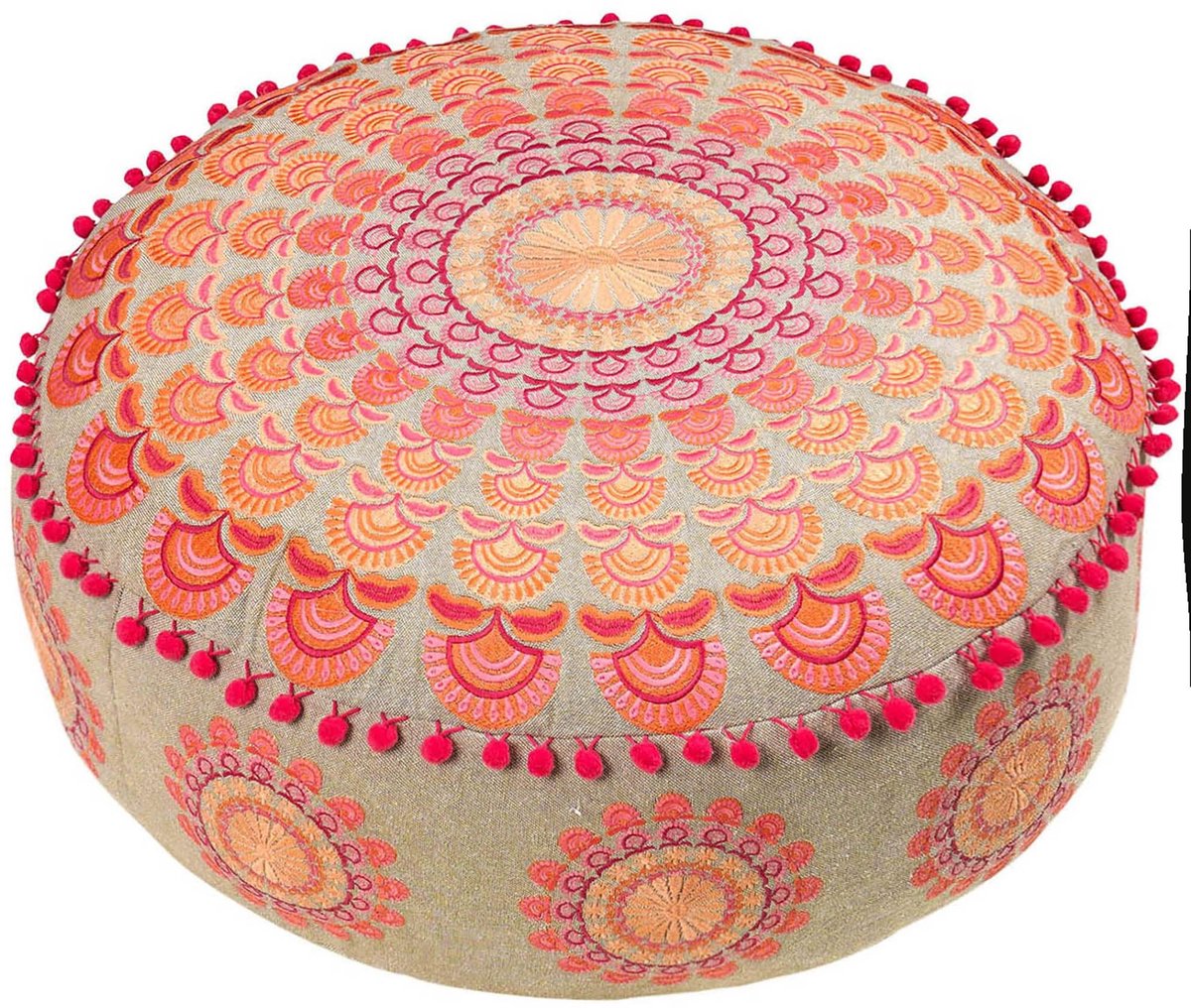 Dailygoods- Vloerkussenhoes 100% Katoen - Ronde Meditatiekussen - Boho Chic - Decoratief Vloerkussen - Handgemaakt - 60x20 cm