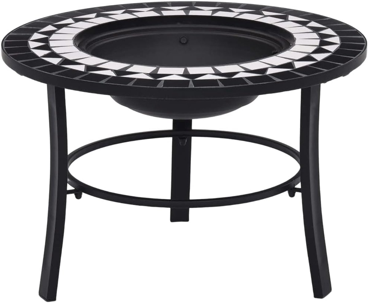 Tuinhaard - Buitenhaard - Sfeervol Verwarmen - Mozaïek Decoratie - 68 cm - Zwart Wit