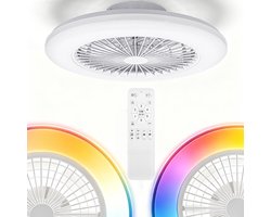 Aigostar Plafondventilator - Stille Ventilator met Lamp en Afstandsbediening 49cm - LED 40W Dimbaar - 2700K-6500K - Zomer en Winterstand Wit