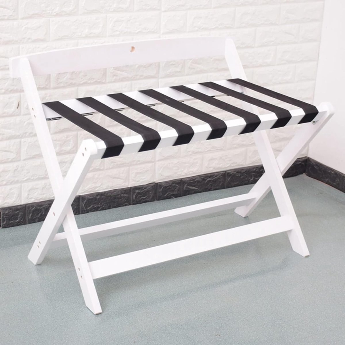 Bagagerek - Kofferstandaard - Bagage Organiseren - Dubbellaags Ontwerp - 80 x 50 x 65 cm - Wit