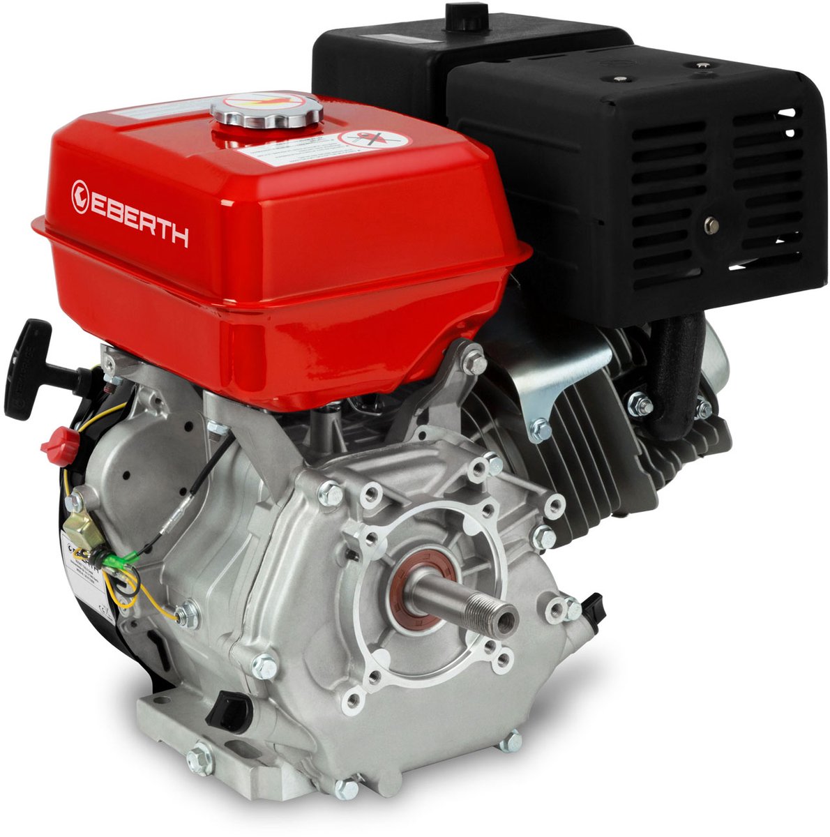 EBERTH 15 PS 11,03 kW benzinemotor met as van 25,4 mm Ø met AG, stationaire motor, kartmotor, aandrijfmotor met oliegebrekbeveiliging, 4-takt, 1-cilinder benzinemotor, cilinderinhoud 420 ccm, luchtgekoeld, start met trekkoord