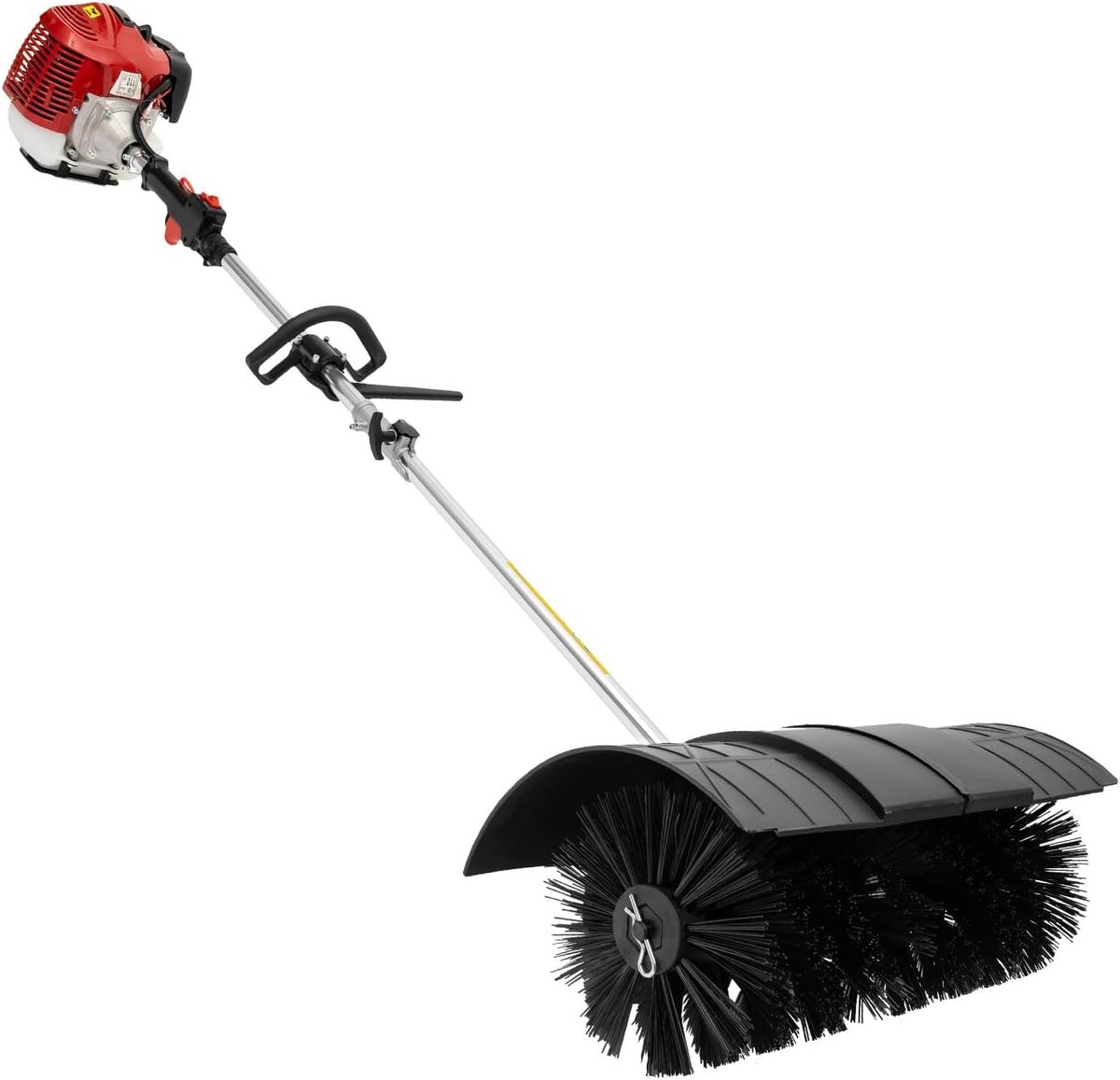 Motorbezem Benzine - Veegmachine Gazon - Opritten Reinigen - 52 cm Borstelbreedte - 182 cm Lengte - Zwart Rood