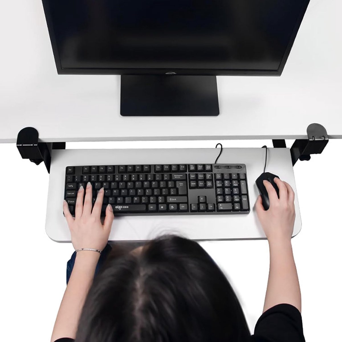 Toetsenbordlade Onder Bureau - Uitschuifbaar Platform - Ergonomisch Werken - Klembevestiging Zonder Boren - 750 x 240 mm - Zwart