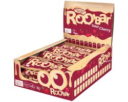 Roo'Bar | White Glaze Covered | Sour Cherry Bar | 16 stuks | 16 x 30 gram