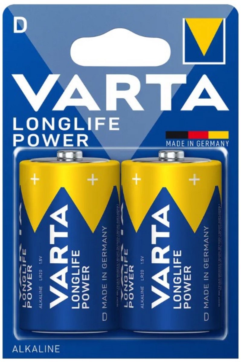 Varta Longlife Power D Batterijen - High Energy Alkaline - 2 Stuks