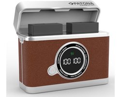 Duo Oplader USB-C voor Panasonic DMW-BLK22 - Retro Design - Oplaadbox voor 2 Accu’s