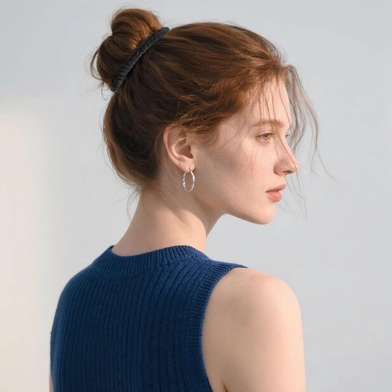 Zwarte satijnen scrunchies, 5 stuks zijden haarelastiekjes voor dames, ideaal voor slapen, sport en dagelijks gebruik — afbeelding 4