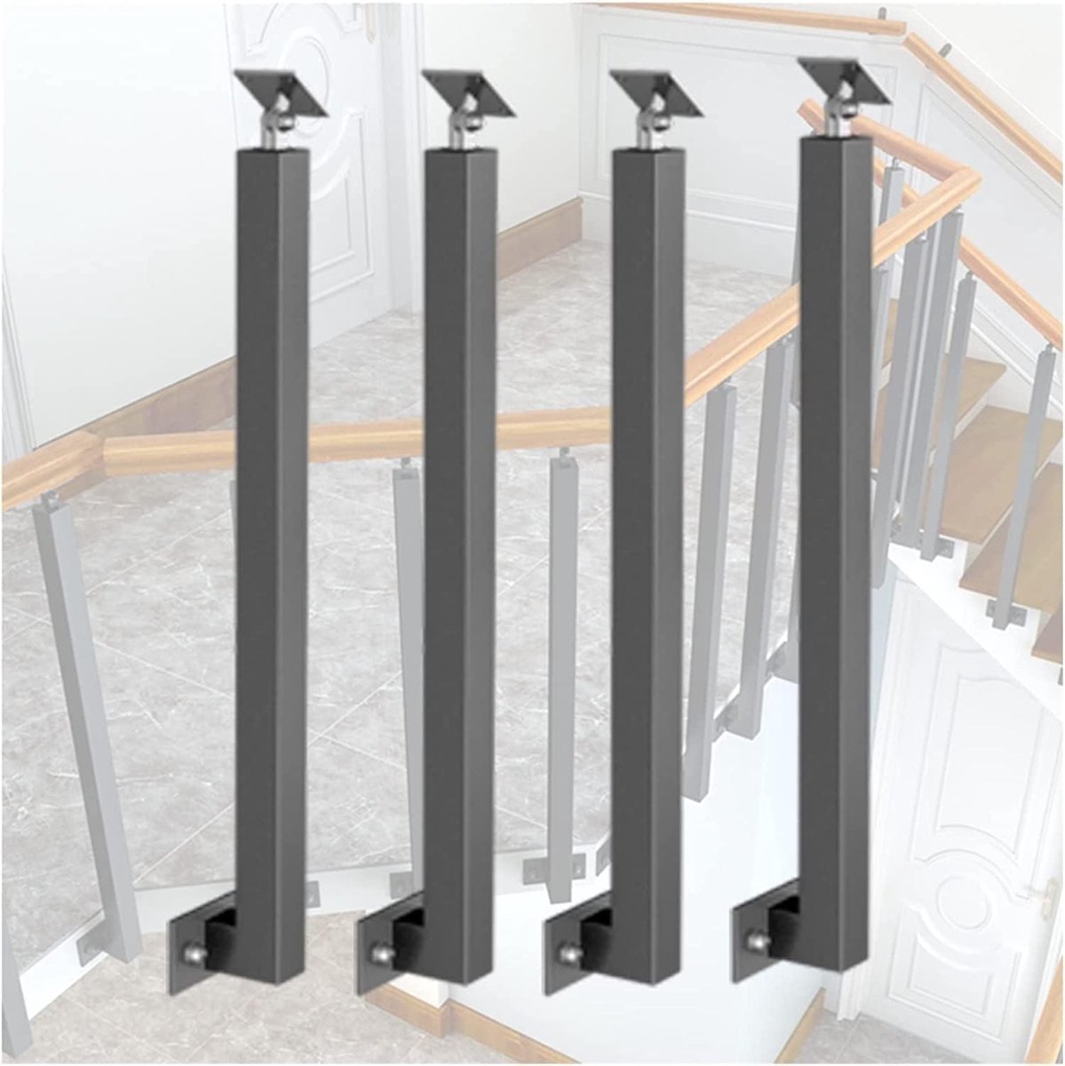 Dekreling paal - Trapleuning paal - Veiligheid Buiten - Met Schroefkit - 90 cm - Zwart