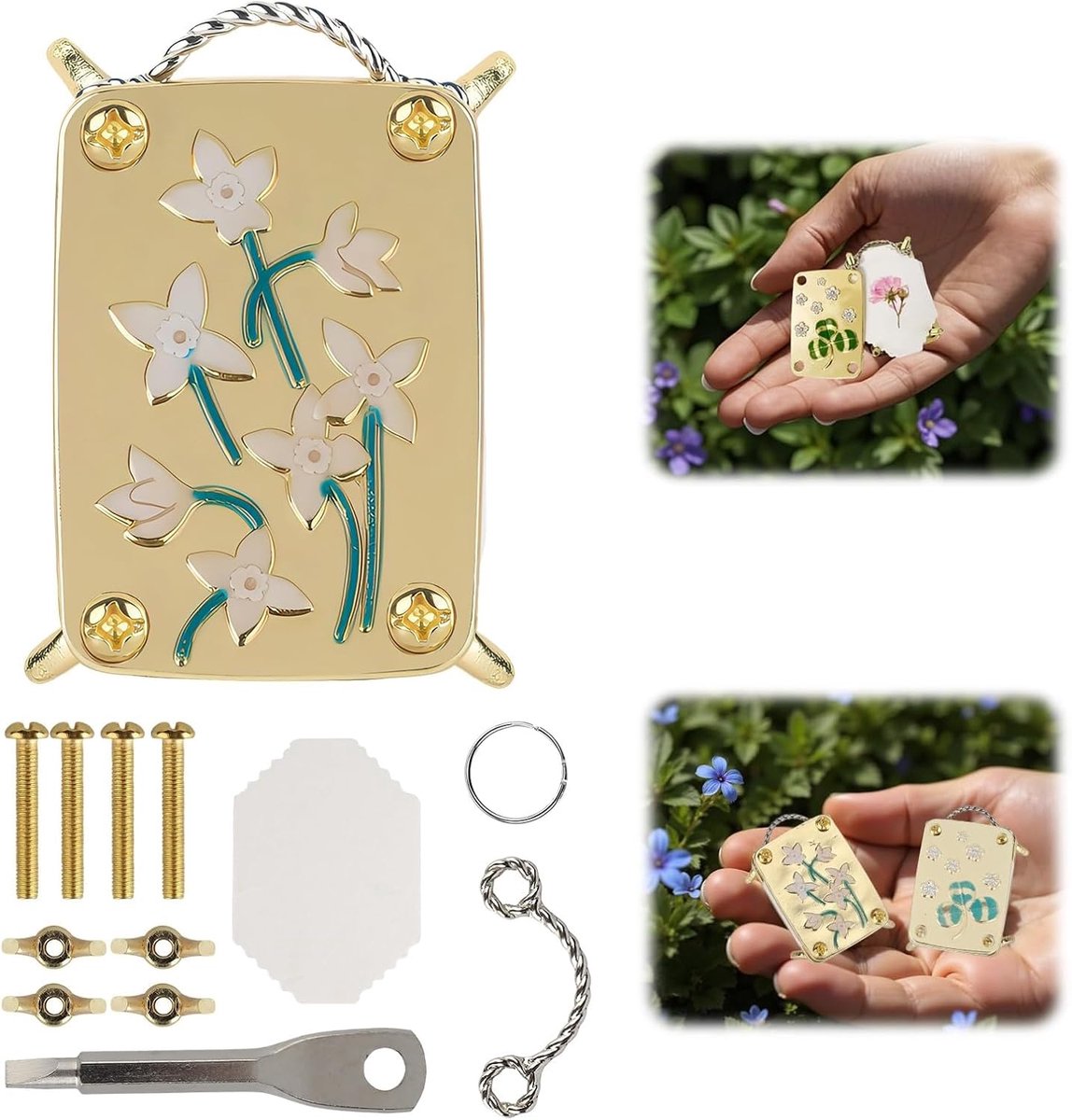 Mini Bloemenpers - Handwerk Set - Bloemen Drogen - Draagbaar Metaal - 11 cm - Zilver