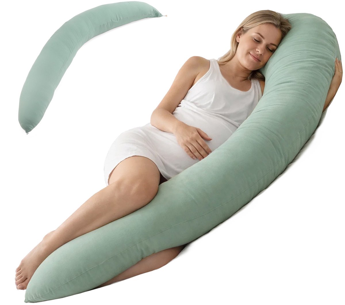 DAITORE - Zwangerschapskussen XXL - 190x32cm - Afneembare & Wasbare Hoes - Ergonomisch Zijslaapkussen - Voedingskussen - Lichaamskussen - Body pillow